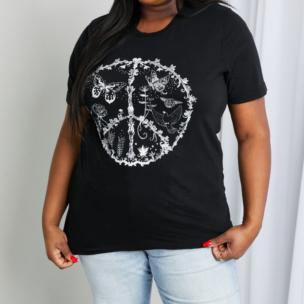 NWT mineB Full Size Butterfly Graphic Tee Shirt